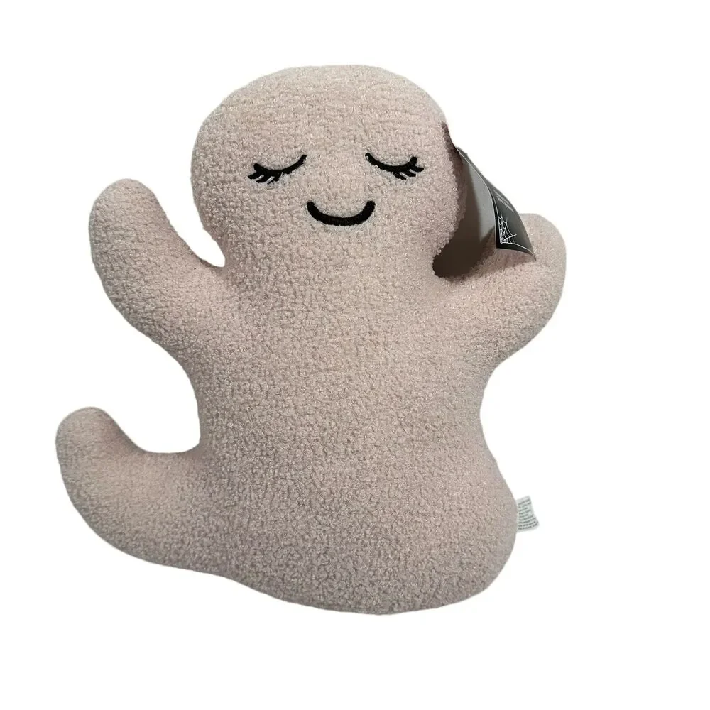 Martha Stewart Pink Sherpa Cute Ghost Weighted Plush 2024 Halloween Decor NWT